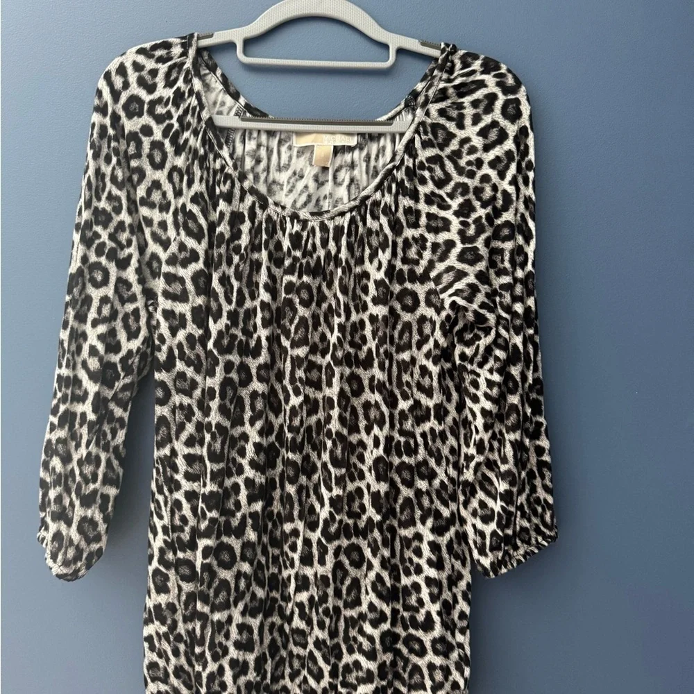 Michael Kors Black and White Animal Print Blouse